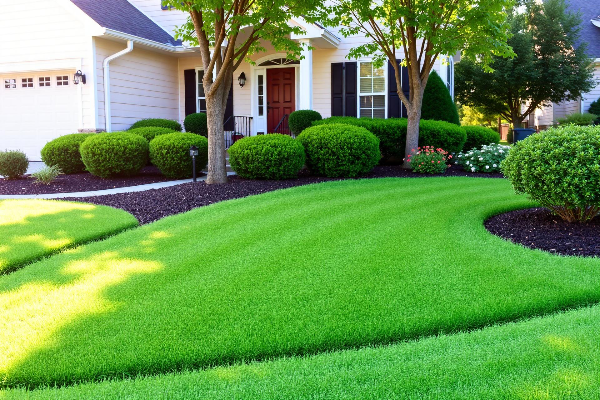 Freshly mowed green lawn in Auburn, CA